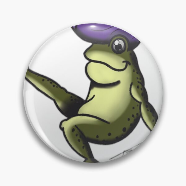 Item preview, Cute Frog with Eggplant Hat Tattoo Design - Funny Frog Art designed and sold by BigBearr Designs.