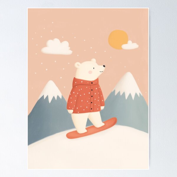 Item preview, Snowboarding Polar Bear – Winter Mountain Nursery designed and sold by Studio Remier.