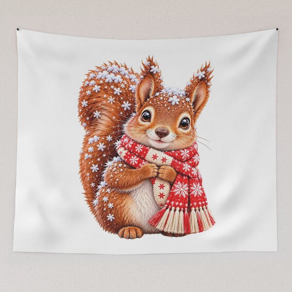 Item preview, Winter Squirrel with Red Snowflake Scarf designed and sold by JanChryzostom.