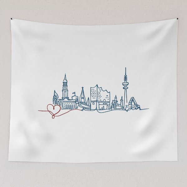 Item preview, Hamburg Skyline – Modern Line Art designed and sold by Pineapple-Tree.