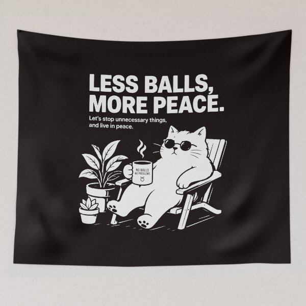 Item preview, Less Balls More Peace funny introvert cat graphic designed and sold by DesignGoodArt.