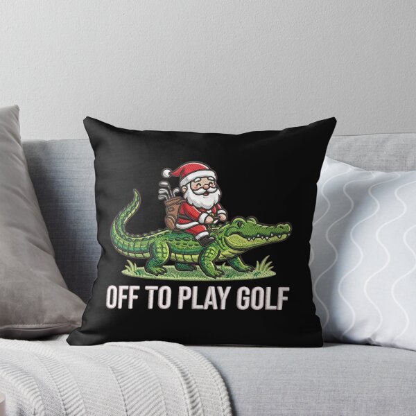 Item preview, Santa Off to Play Golf on a Green Alligator designed and sold by dudelinart.