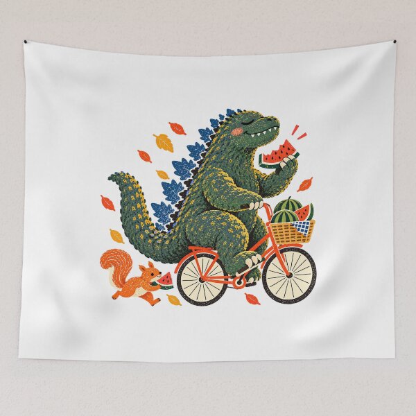 Item preview, Funny Green Monster Riding Bicycle Retro Cartoon designed and sold by NatureStyle555.