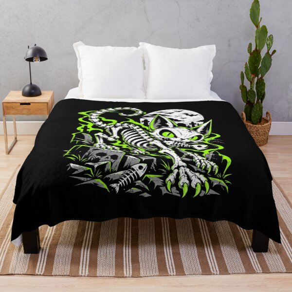 Item preview, Neon Skeleton Cat - Spooky Halloween Horror Art designed and sold by teefortyone.