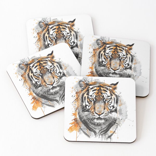 Item preview, Fierce Tiger Face Watercolor Splatter Art designed and sold by Latikshop.