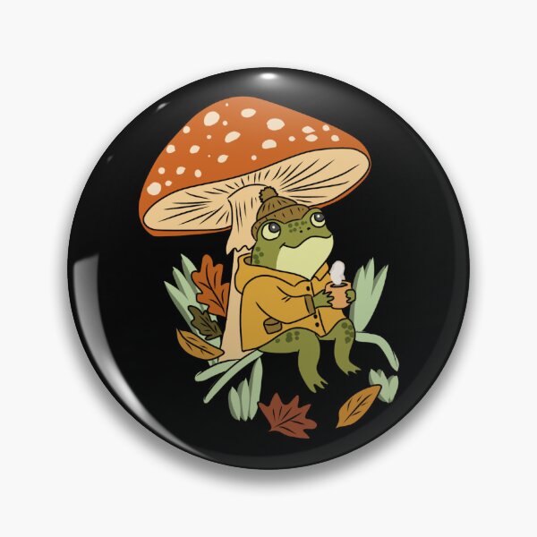 Item preview, Frog Drinking Coffee with Mushroom Autumn Leaves Cottagecore Illustration designed and sold by LeshanArt.