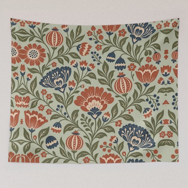 Item preview, Vintage Folk Floral – Rustic Botanical Block Print designed and sold by MetaModel Editions.