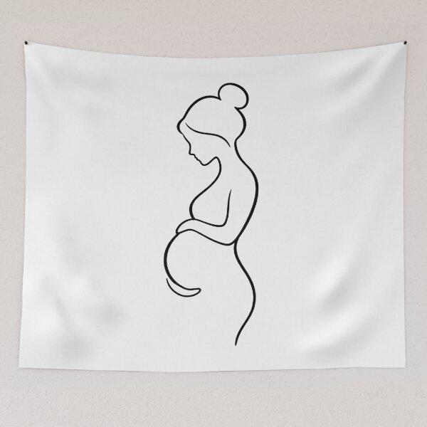 Item preview, Pregnant Woman Line Art – Minimalist Baby Bump Design designed and sold by SVALANART.