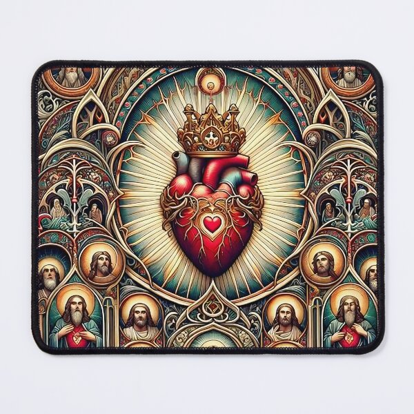 Item preview, All Saints Day – Sacred Heart of Jesus Gothic Stained Glass Art designed and sold by DigitalChickHub.