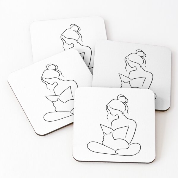 Item preview, Woman Reading with Cat – Minimalist Book Lover Line Art designed and sold by SVALANART.