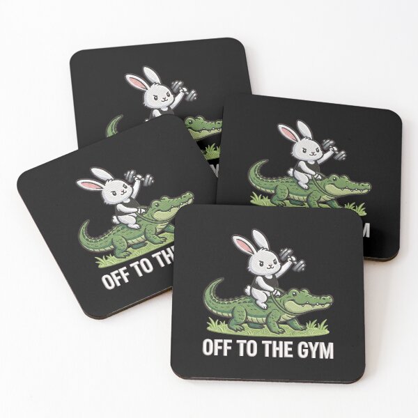 Item preview, Bunny Off to the Gym Riding an Alligator designed and sold by dudelinart.