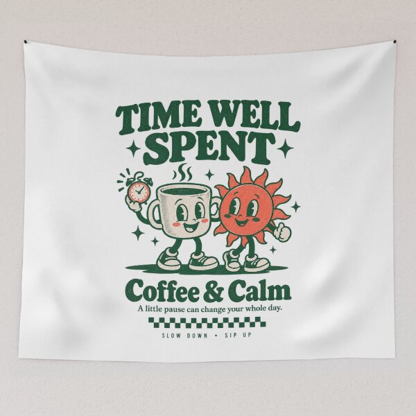 Item preview, Time Well Spent Coffee and Calm Retro Cartoon designed and sold by brandingpro.