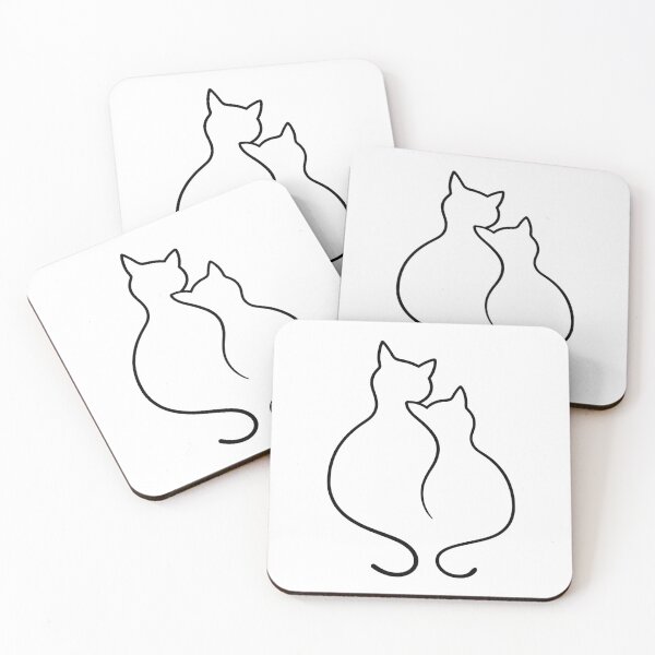 Item preview, Two Cats Heart Line Art – Minimalist Cat Love Design designed and sold by SVALANART.