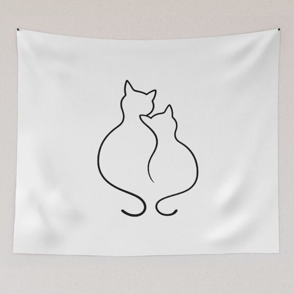 Item preview, Two Cats Heart Line Art – Minimalist Cat Love Design designed and sold by SVALANART.
