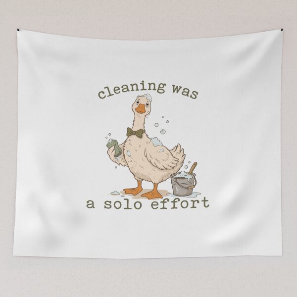 Item preview, Funny Messy Cleaning Duck Illustration - Cleaning Was A Solo Effort    designed and sold by  MOHAMED.