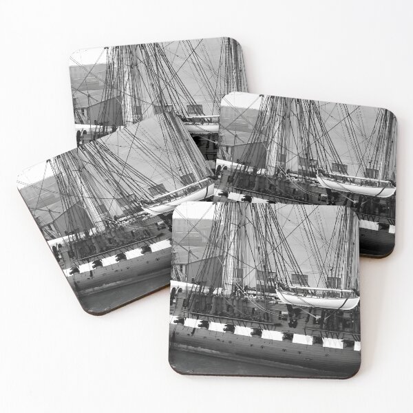 Item preview, USS Constitution, “Old Ironsides" sailing schooner nautical maritime history seascape black and white photograph designed and sold by Astrid Arkhangelsky.