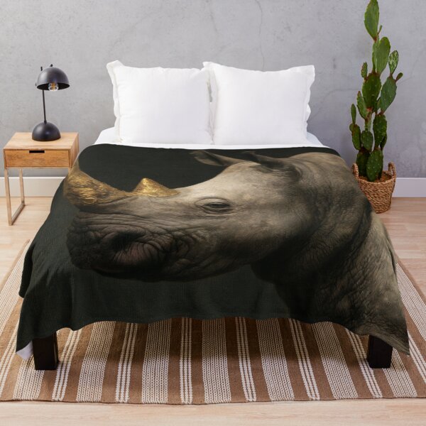 Item preview, Golden Rhinoceros with Golden Horn – Majestic Wildlife Animal Art designed and sold by WordPlayStudio.