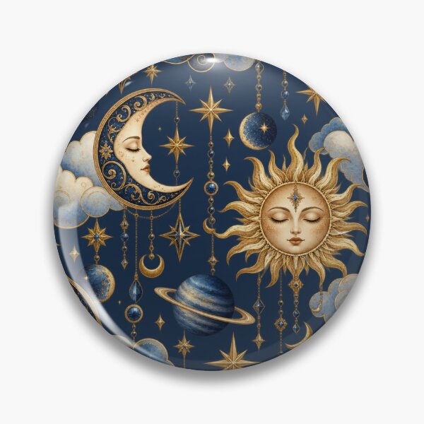 Item preview, Celestial Dreams – Vintage Sun Moon & Golden Stars designed and sold by MetaModel Editions.