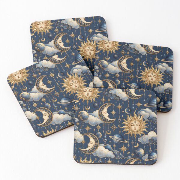 Item preview, Celestial Dreams – Vintage Sun Moon & Golden Stars designed and sold by MetaModel Editions.