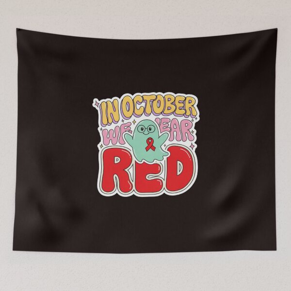 Item preview, In October We Wear Red Dyslexia Awareness Ghost Retro designed and sold by Malaryk.