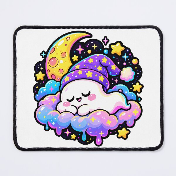 Item preview, Sleepy Space Ghost on Colorful Cosmic Cloud designed and sold by Thai Vibe Studio.