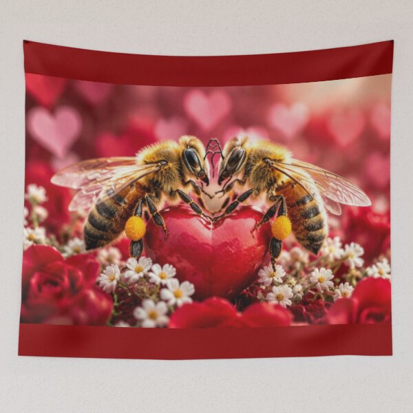Item preview, Bees on Red Heart Romance designed and sold by MushArtist.