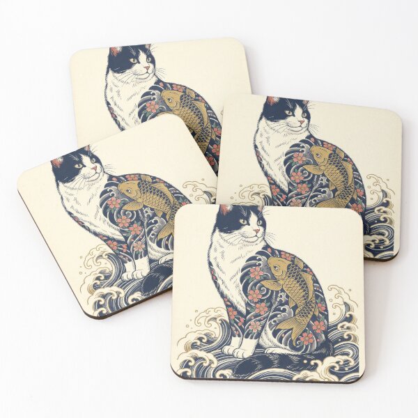 Item preview, Irezumi Cat – Japanese Tattoo Koi Woodblock Art designed and sold by MJVolt.