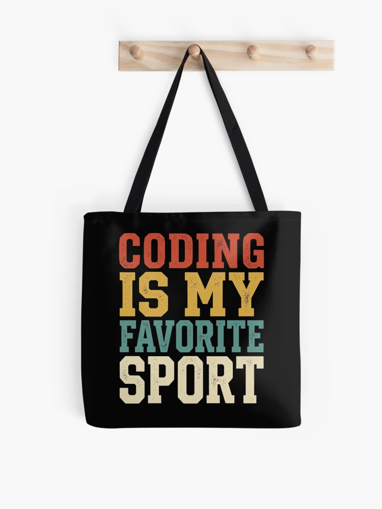 Thumbnail 1 of 2, Tote Bag, Coding Is My Favorite Sport Programmer Humor Software Developer Coder Computer Science Coding Geek Tech Nerd designed and sold by designstoriesMK.
