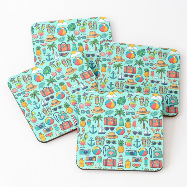 Item preview, Summer Vacation Seamless Pattern Tropical Beach Vacation Vibe Cute Doodle Clipart Illustration designed and sold by crackerflake.