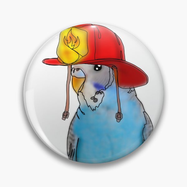 Item preview, Speedie the budgie in firefighter hat- animalzinhats designed and sold by Ashley’sAnimalz.