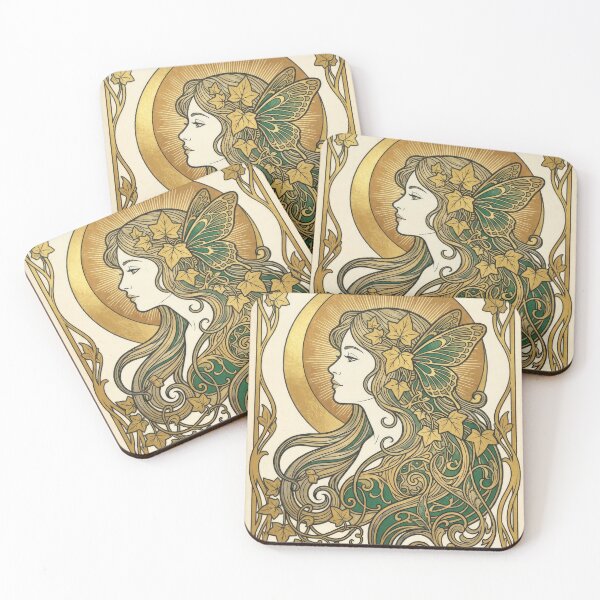 Item preview, Moon Goddess – Art Nouveau Gold Ivy Portrait designed and sold by MJVolt.