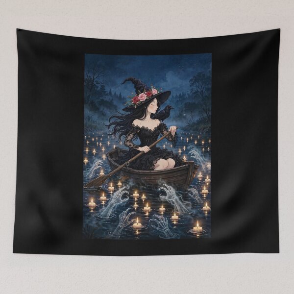 Item preview, The Enchanting Witch Sailing Through a Sea of Lost Souls. designed and sold by DibujandoPorfa.