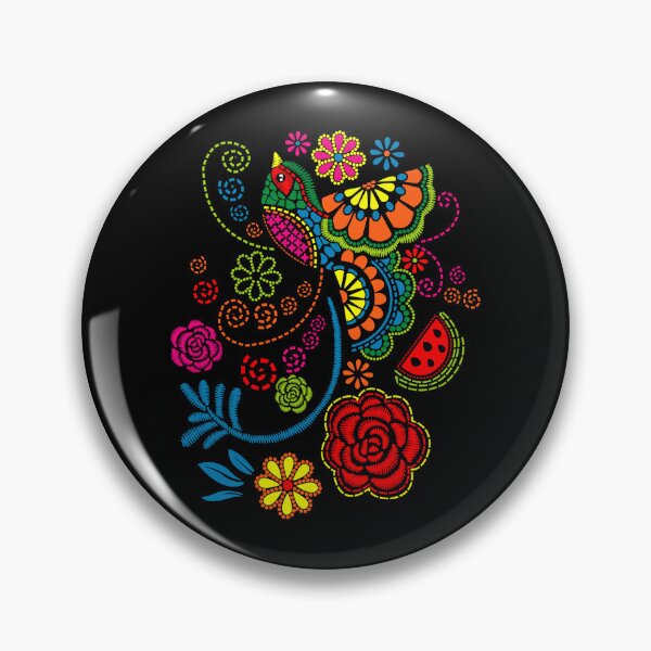 Item preview, Colorful Bird Flowers and Watermelon Folk Art Design designed and sold by Krasnovaovaova.
