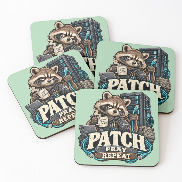 Item preview, Patch Pray Repeat - Funny Sysadmin Raccoon designed and sold by Ink and Wink.