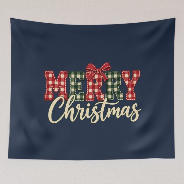 Item preview, Merry Christmas Plaid Bow Lettering designed and sold by AMICO77.