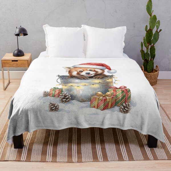 Item preview, Christmas Red Panda in a Bucket Vintage Illustration designed and sold by Takeda-art.