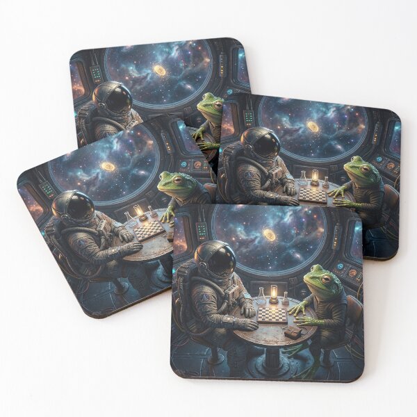 Item preview, Astronaut and Alien Frog Coin Toss Zero Gravity Space Pop Surrealism designed and sold by Rain-Road.