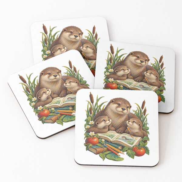Item preview, Teacher Otters Reading Book Classroom Animal Art designed and sold by TeNovaStudio.