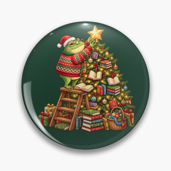 Item preview, Cozy Christmas Frog Library Tree designed and sold by TrinovaCreates.
