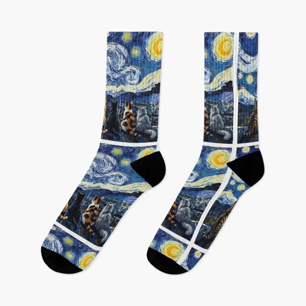 Item preview, Starry Night Cats Painting designed and sold by DariaDoodleArt.
