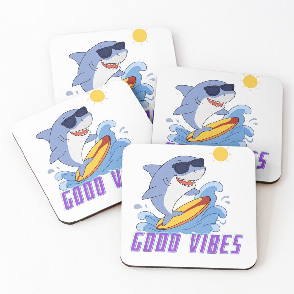 Item preview, Good Vibes Shark – Cool Surfing Shark Cartoon designed and sold by Monika’s Cute Art Studio.