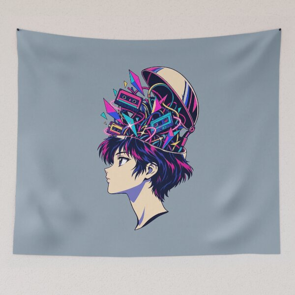Item preview, Retro Anime Mind Explosion Synthwave Cassette Tape Design designed and sold by KungPowUnicorn.