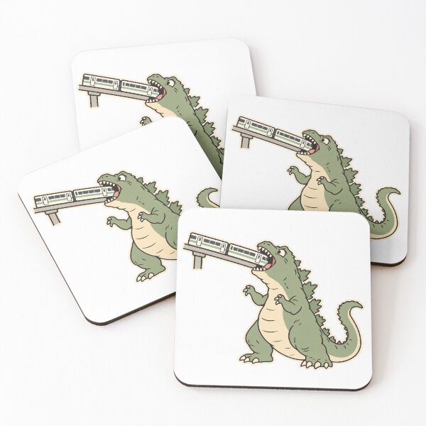 Item preview, Cute Green Monster Eating Train Retro Cartoon Dinosaur designed and sold by NatureStyle555.