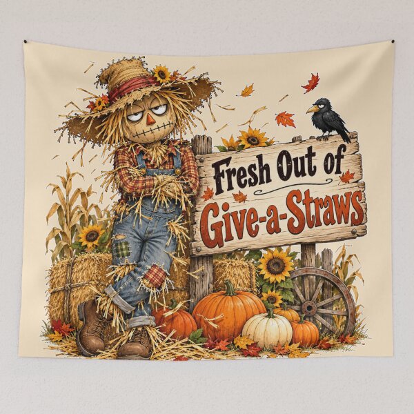 Item preview, Fresh Out of Give-a-Straws – Sarcastic Fall Scarecrow designed and sold by Searching ideas.