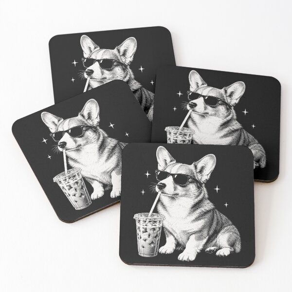 Item preview, Cool Corgi Dog Sunglasses Drinking Iced Coffee designed and sold by andre-hollow.