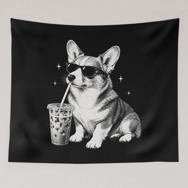 Item preview, Cool Corgi Dog Sunglasses Drinking Iced Coffee designed and sold by andre-hollow.