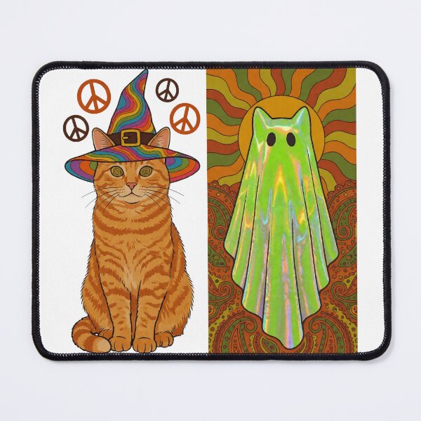 Item preview, Psychedelic Hippie Witch Cat and Sheet Ghost Trippy Halloween designed and sold by Per My Last Nerve Studio.