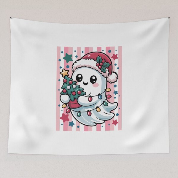 Item preview, Cute Christmas Ghost Santa Hat – Creepmas Holiday Tree Art designed and sold by jkrphoto.