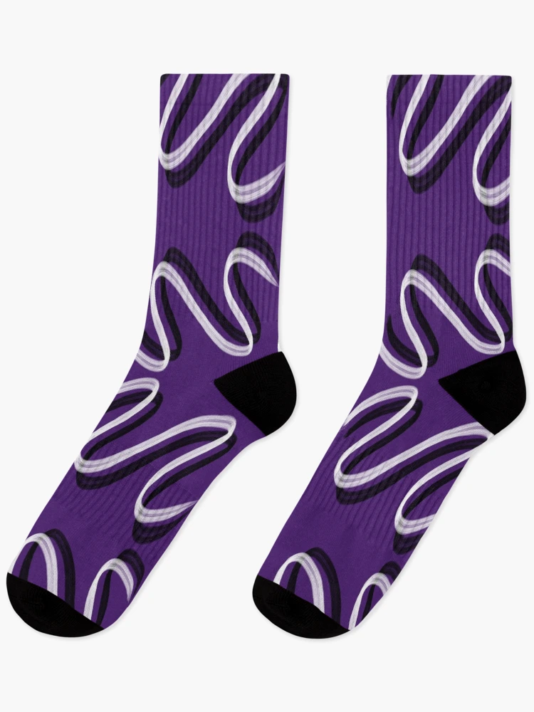 Thumbnail 1 of 5, Socks, "Purple Flow: Abstract Ribbon Pattern" designed and sold by PicturePic.