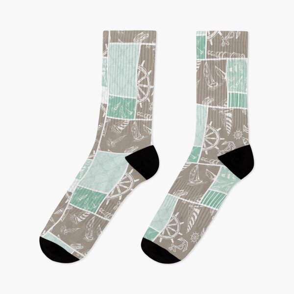 Item preview, Seafoam and Driftwood Quilt Design Nautical Charcoal Sketches Collection- Features Netting, Stripes, Nautical Items, and Lighthouse Designs designed and sold by PD-Coastal.